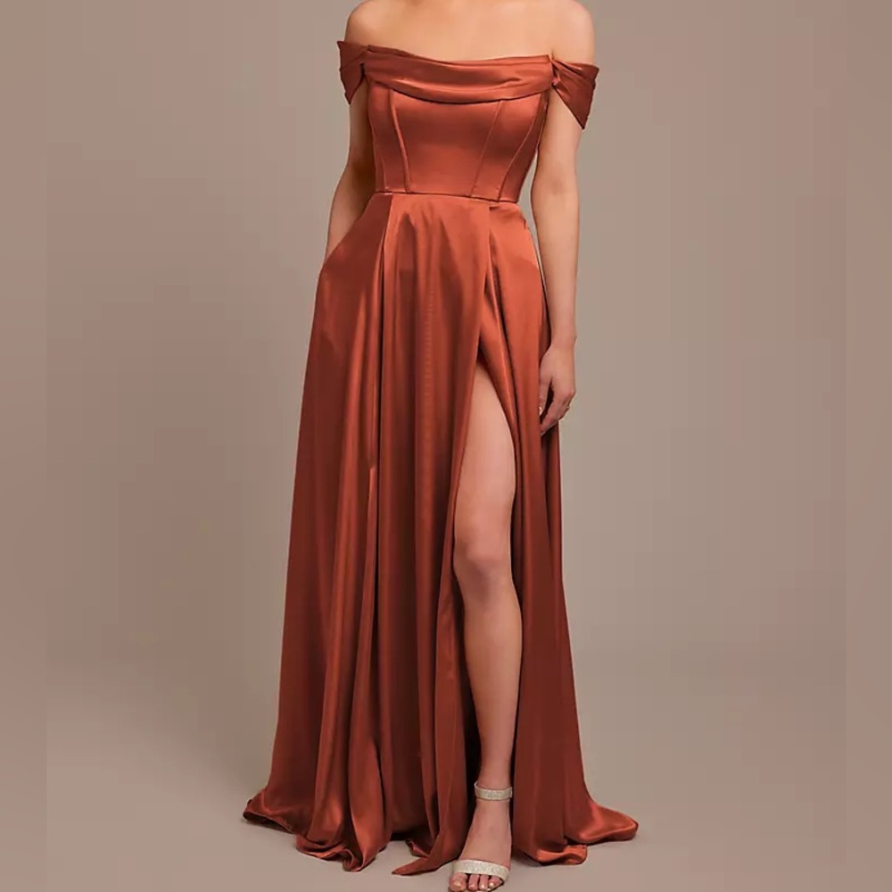 David’s bridal Cowl Off-the-Shoulder Dress Galina Signature